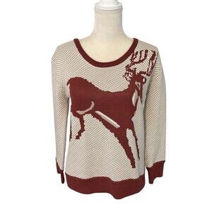 Knitted Dove Anthropologie Knit Sweater Women's Size XS Deer 4 Buttons Down Back